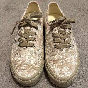 Vans Beige Floral Canvas Sneakers